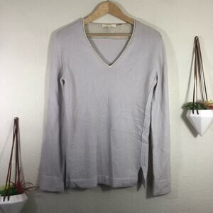 Inhabit oyster v neckline cashmere blend sweater